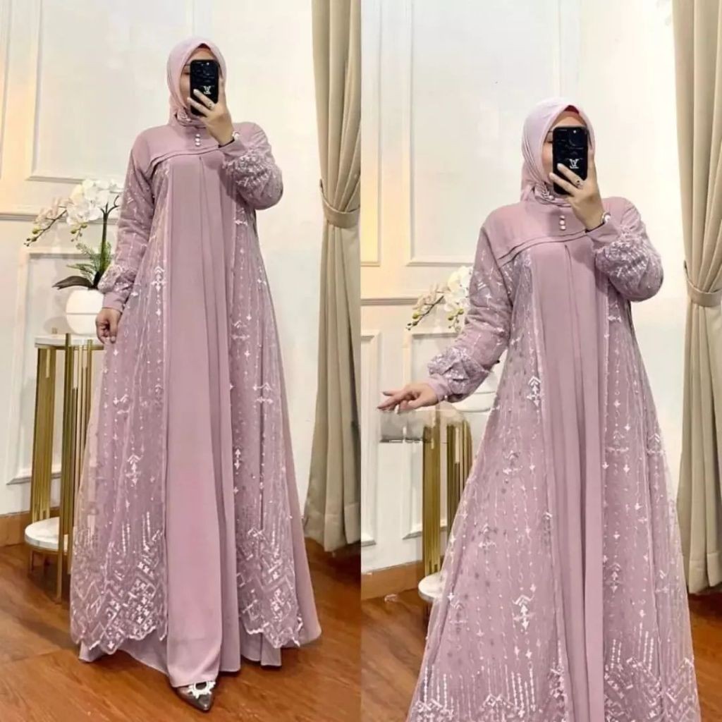 FLASH SALE RAMADAN BERKAH GAMIS WANITA CERUTY BABYDOLL PEMIUM MIX BRUKAT TILE DRESS PESTA KONDANGAN 