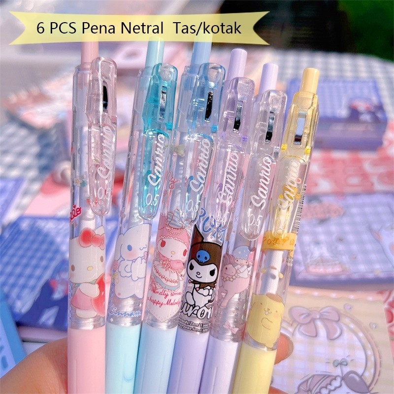 

6 pcs Kartun pena netral/jas pena pers lucu/alat tulis siswa