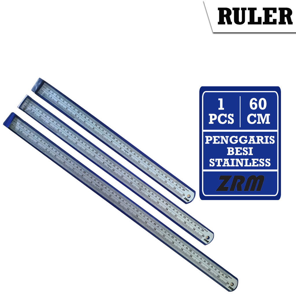 

Apazada Penggaris Besi 60cm [1 Pcs] / Garisan Besi Stainless / Mistar Besi ZR-60