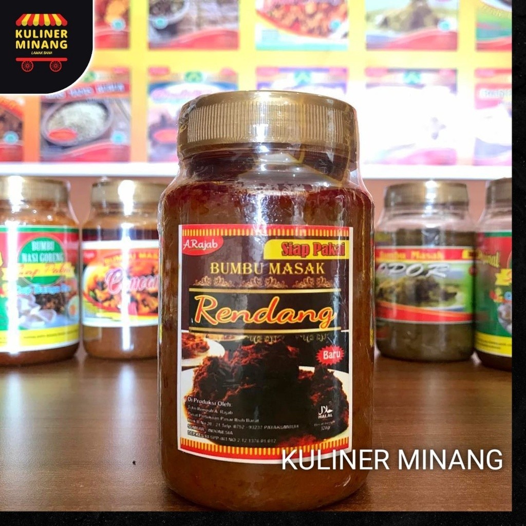 

Kuliner Minang Bumbu masak rendang siap saji A.Rajab Oleh Oleh Cemilan Makanan Khas Padang Jajanan Snack