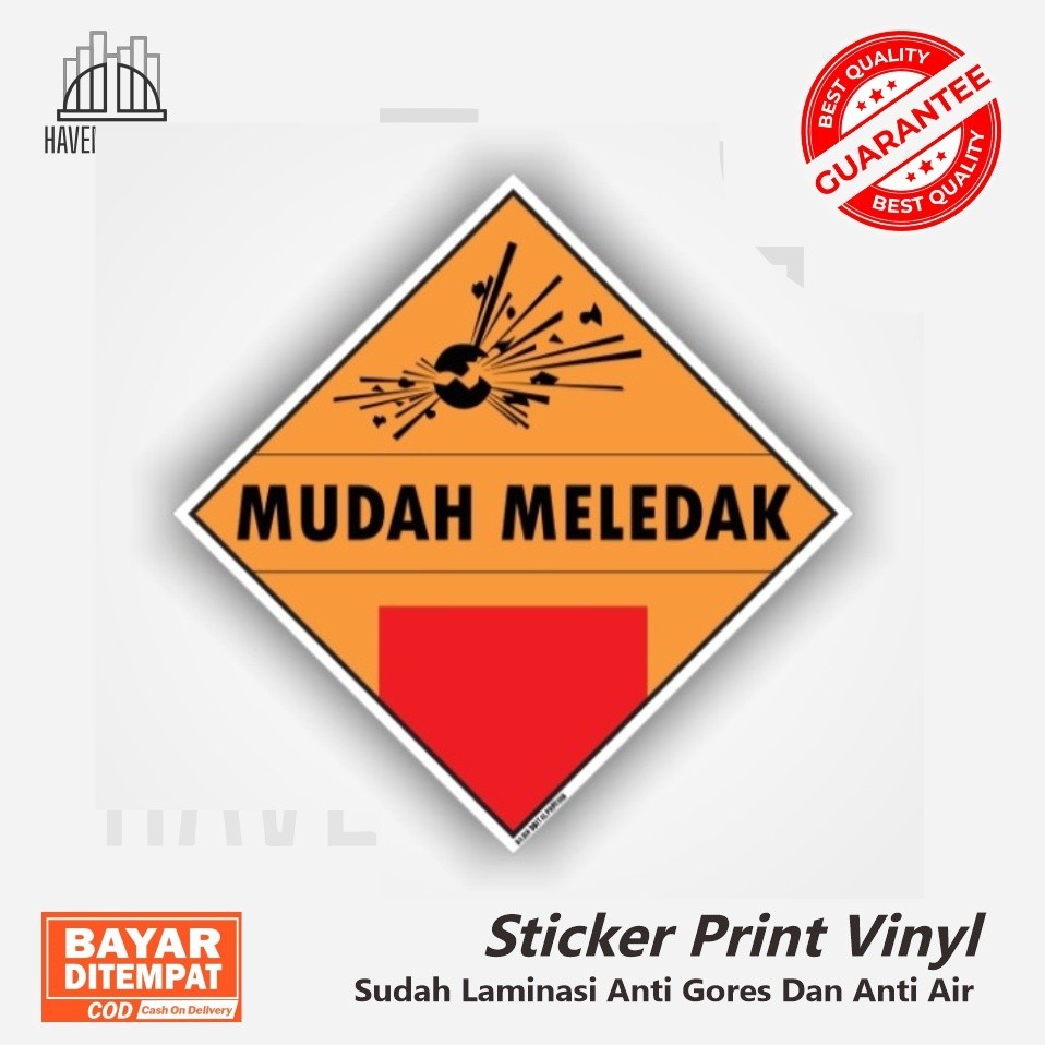 

Stiker print vinyl Safety K3 Simbol Label Limbah B3 Mudah Meledak laminasi glossy anti air