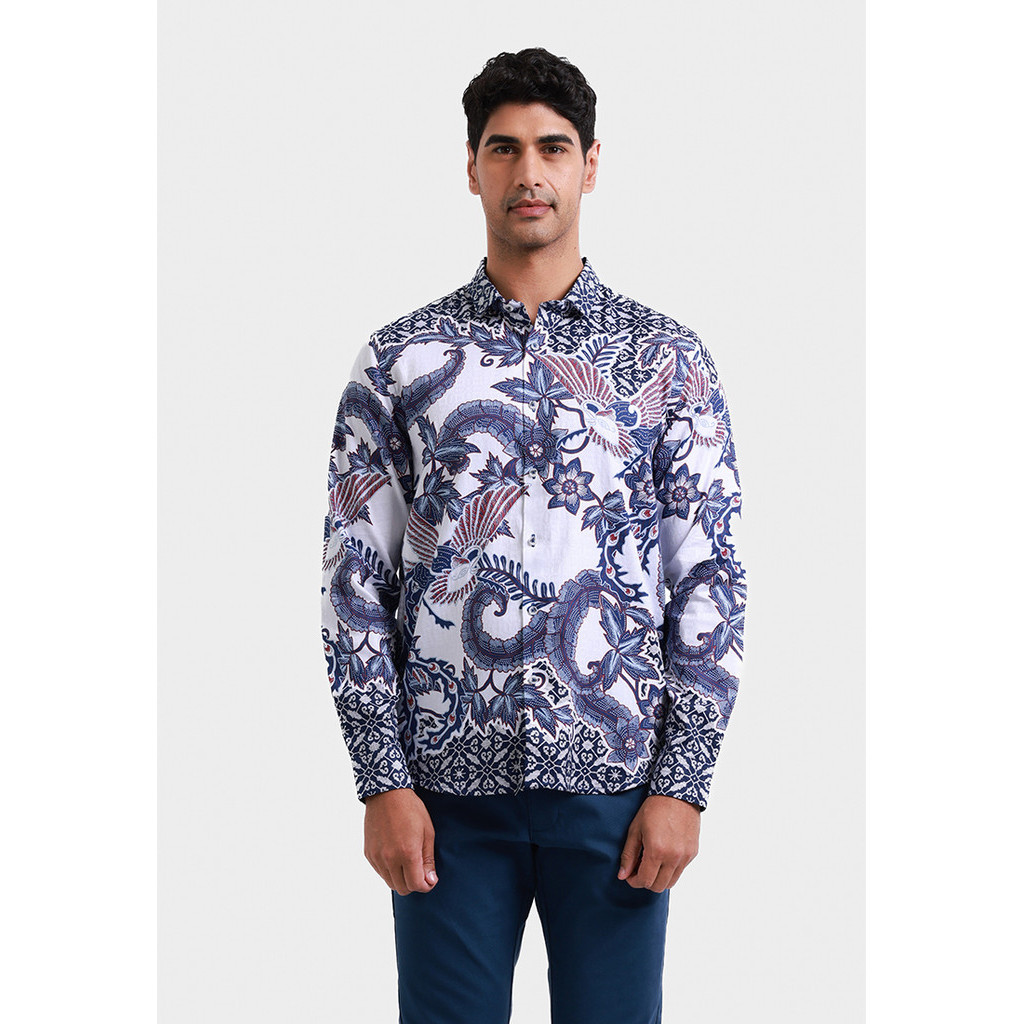 MOC Kemeja Batik Lengan Panjang Pria WANANTARA - NAVY