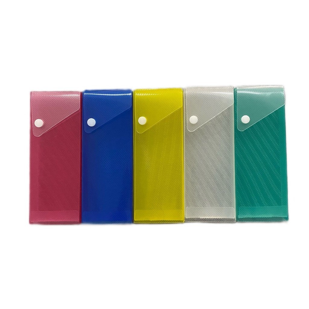 

JENIA Tempat Pensil Plastik Kancing Polos Garis