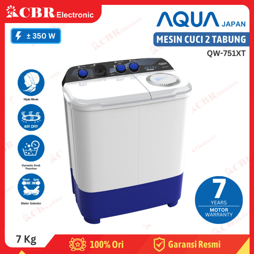 Mesin Cuci AQUA 2 Tabung 7 KG QW-751XT (Manual)