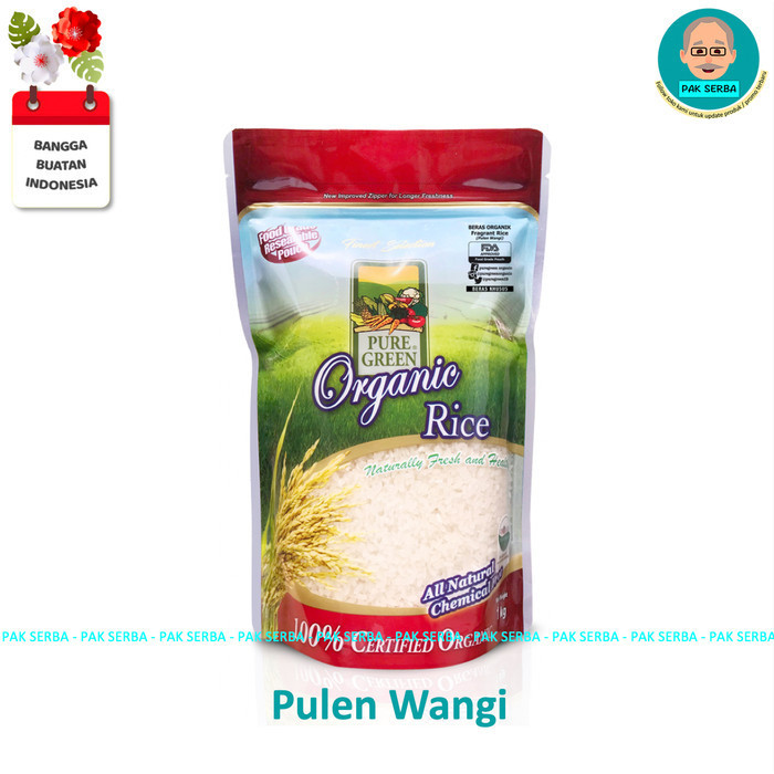 

Moerah~ Beras Organik Pure Green Pulen Wangi Fragrant Rice (1kg)
