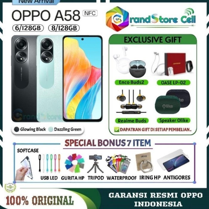 promo toko OPPO A58 RAM 8/128GB NFC | OPPO A 58 RAM 6/128GB NFC | OPPO A57 4/64GB