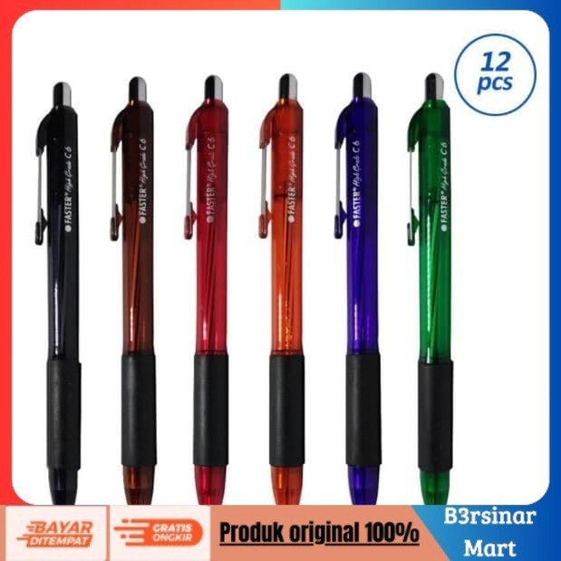 

[[KUALITAS TERBAIK]] [LUSIN] PEN PULPEN FASTER CETEK C6 Hitam COD