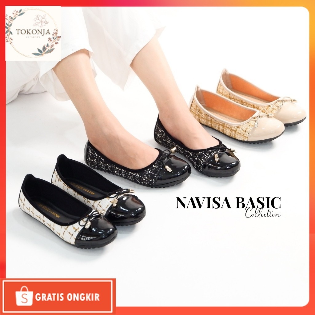 Sandal Sepatu Terbaru / Sepatu Wanita Flat Shoes Super empuk Navisa Basic Collection Winod Damelia T