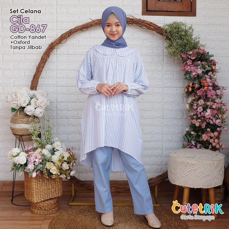 Setelan Anak Terbaru Cutetrik Celana Cila / Baju Muslim Anak Perempuan GD867
