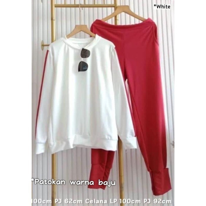 Setelan baju olahraga merah putih set agustusan keren murah sport at - Putih
