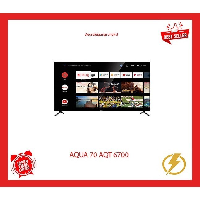 FLASH SALE DIGITAL LED TV 70 INCH AQUA SMART ANDROID - 70 AQT 6700