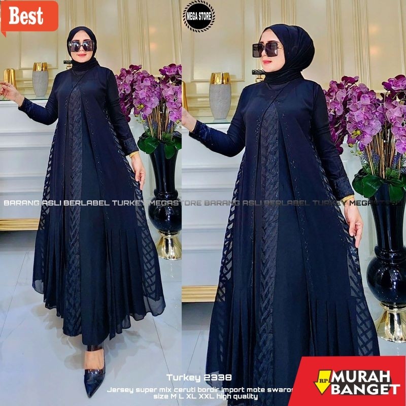 Abaya Turki Kekinian Gamis Turkey 2338 Dress Busana Muslimah By Original Mega Store