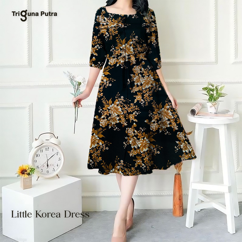Gaun bunga versi Korea baru Dress pantai dress korea dress korean style//BAJU WANITA MODEL BARU / MU