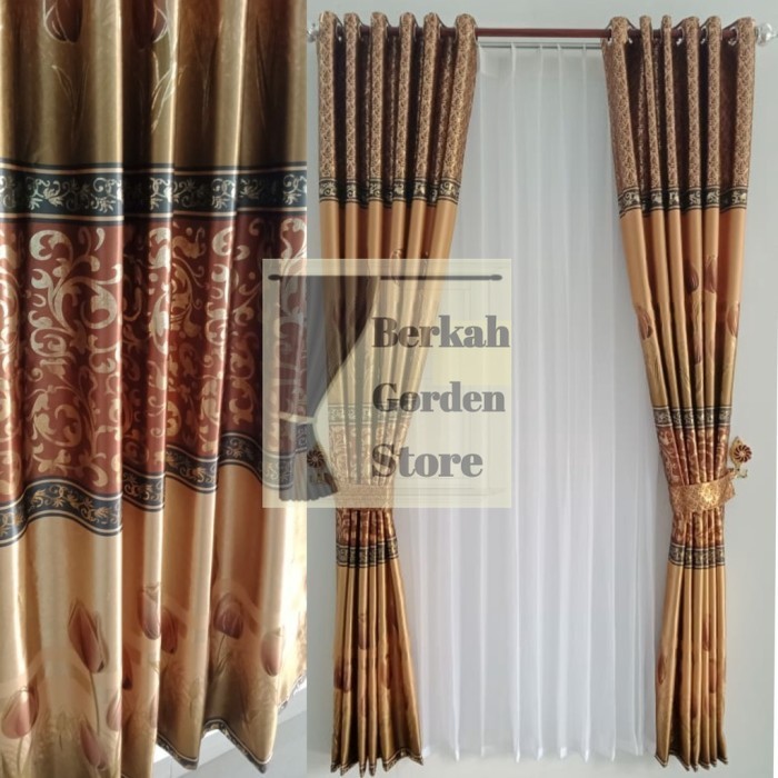 gorden blackout motif bunga tulip minimalis