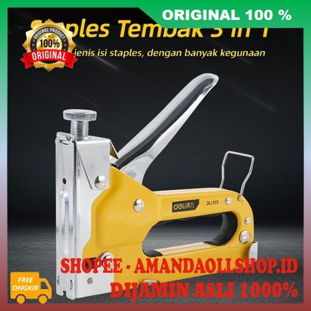 Staples Tembak 3 in 1 Staples Pertukangan Staples Tembak Jok Paku Kayu Manual 100% ASLI