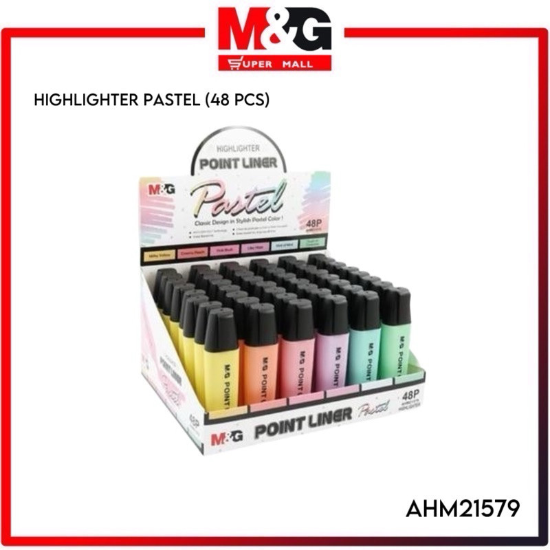 

M&G Highlighter Pastel 6 colors in one box Pink/Orange/Yellow/Green/Blue/Purple
