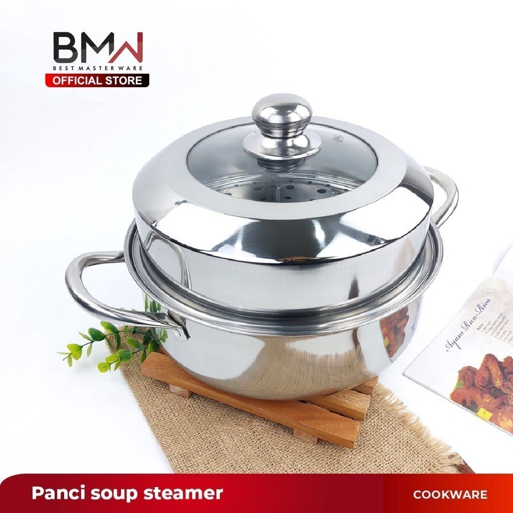 BMW Kitchen Ware - Panci Kukus Dandang Panci Steamer Tebal Langseng Sarangan Stainless Steel Serbagu