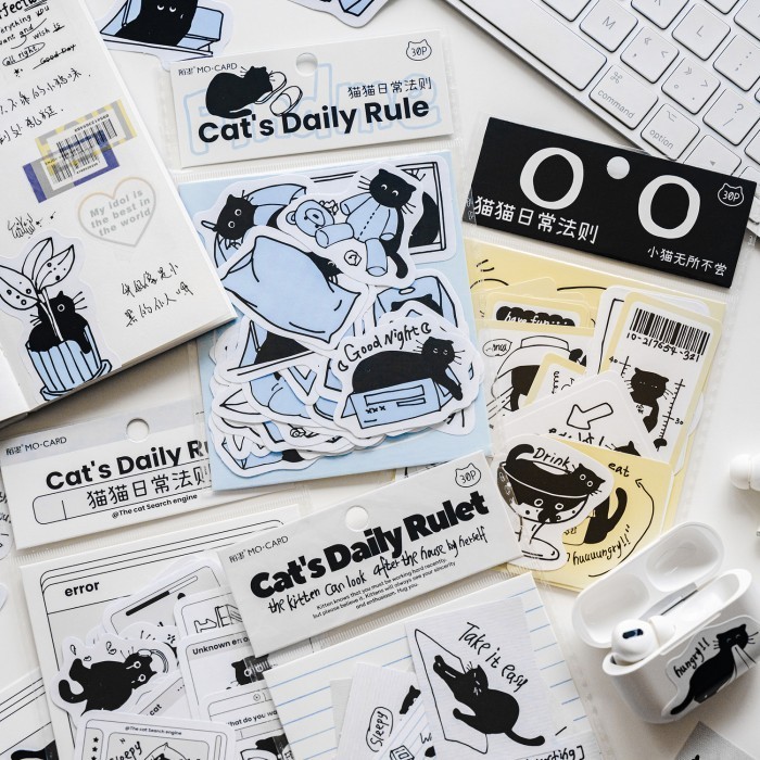 

30 Pcs/ Pack Sticker Kucing Lucu Stickers Deco Journal BLACK CAT SERIES
