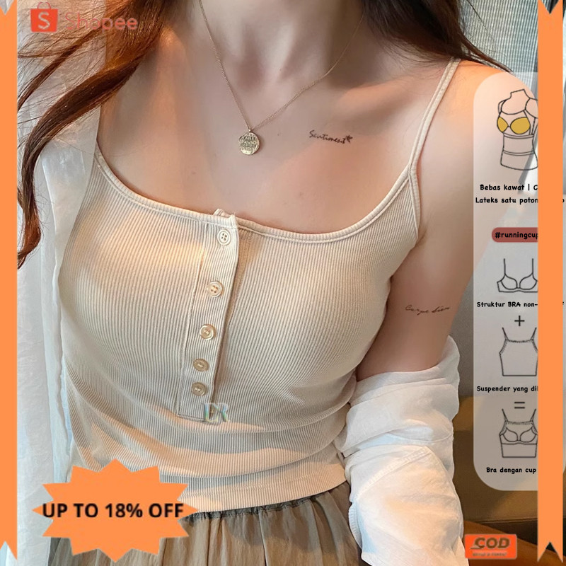 new✨ -Tanktop Import Dengan Cup / Pad Bra Dalaman Untuk Wanita Remaja Dewasa Tank Top  Tali Kecil Sp