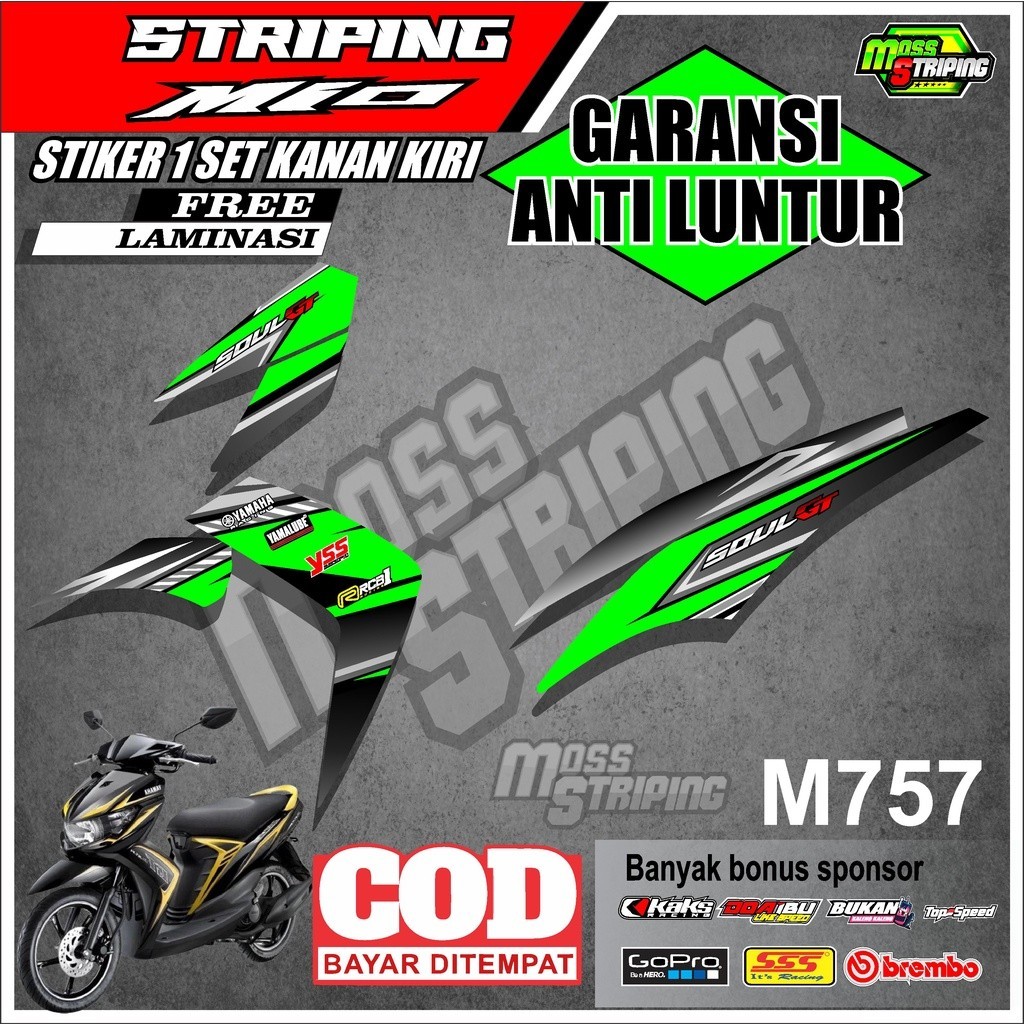 STRIPING MIO SOUL GT KODE M757 STICKER MOTOR SETRIPING LIST VARIASI MIO SOUL GT SEMI FULL BODY MOTIF