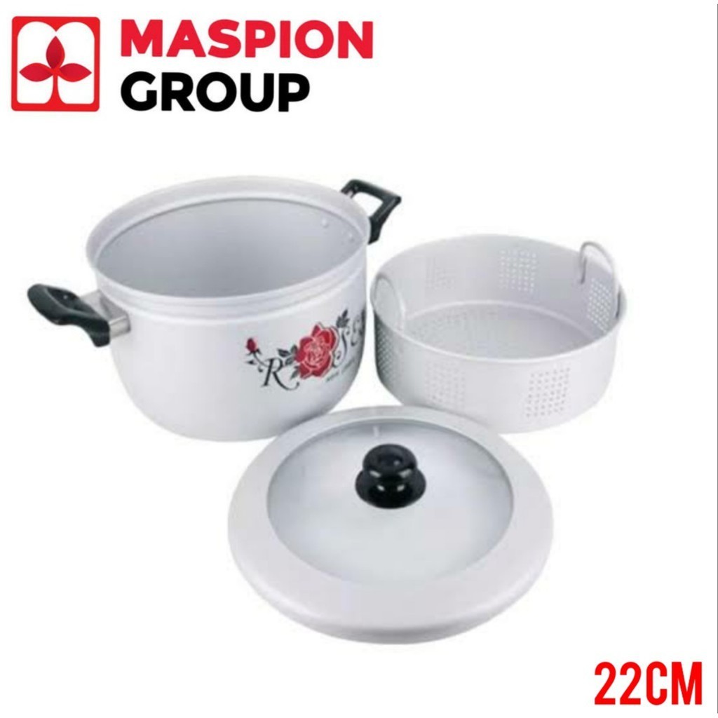 Panci Kukus Maspion Pancaguna 22cm Panci Steamer 22cm Panci Tutup Kaca Panca Guna Panci Alumunium// 