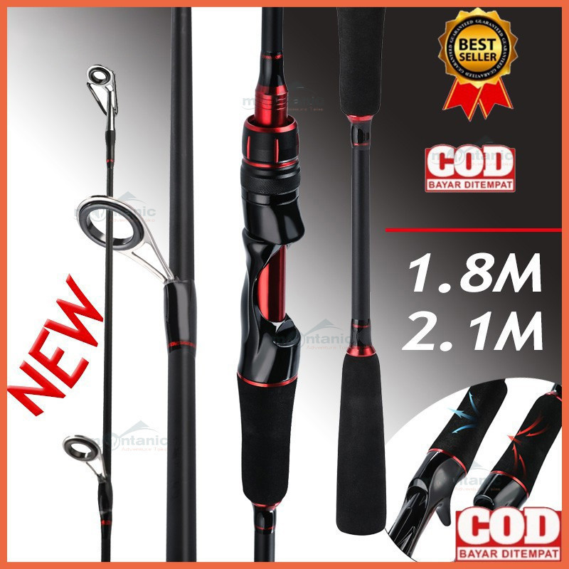 Joran Pancing 1.8m 2.1m 2 Sections Power 8LB--20LB Fishing Rod Solid Carbon Pole Joran pancing casti