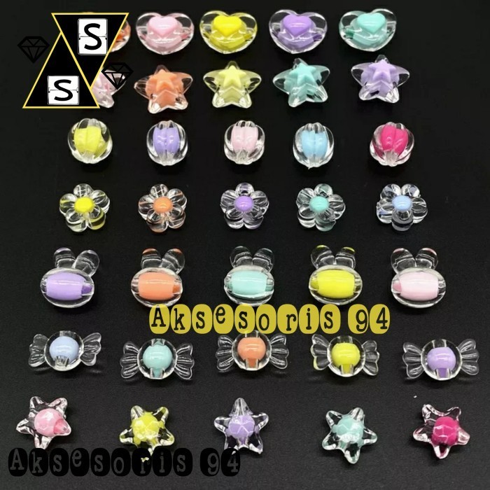 Manik Manik kristal Bulat Transparan Warna Warni Bening - permen 15 Gram