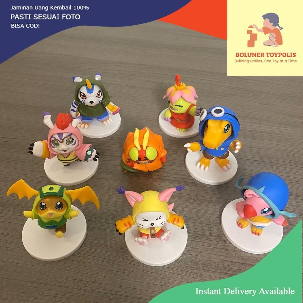 Figure Set Digimon Adventure isi 8 PCS Raincoat Version Rainy Costume Digimon Action Figure PVC Paja