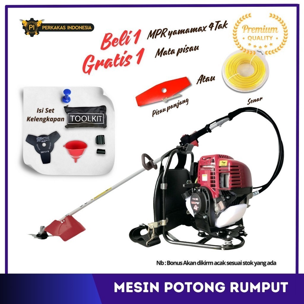 Mesin Potong Rumput Yamamax YX35 4 TAK POWERFULL FREE SENAR Brush Cutter Yamamak Pro YX 35 Alat Pemo