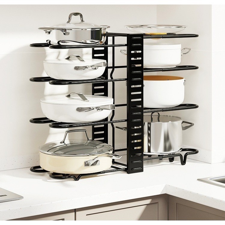 Rak Panci dan Wajan Kolong Dapur Rak Piring Wajan Rak Dapur Tempat Penyimpanan Tutup Panci