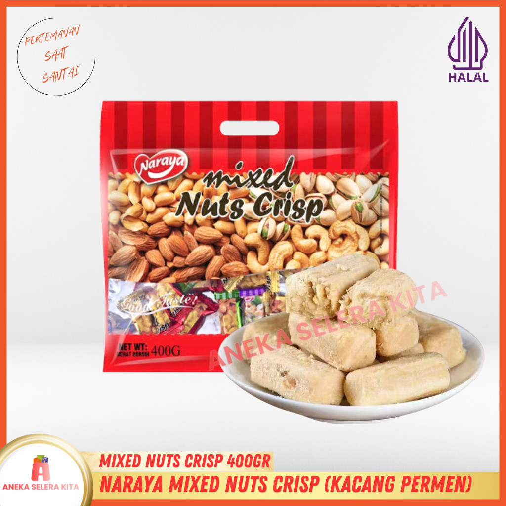 

PERMEN KACANG Naraya Mixed Nuts Crispy Tingting Kacang Permen Halal 400gr