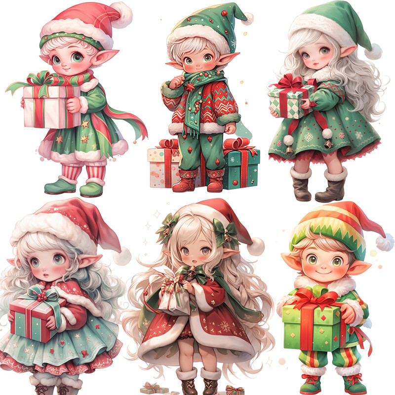 

20Pcs/Pack Christmas Elf Sticker DIY Craft Scrapbooking Album Junk Journal Decorative Stickers