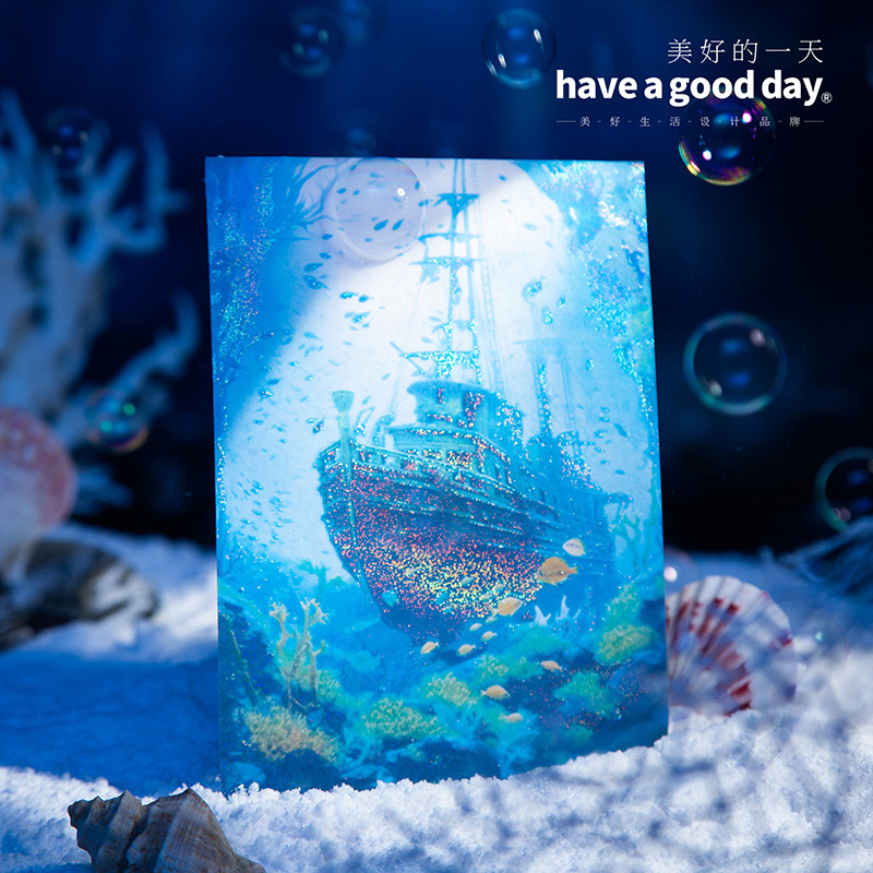 

5pcs/pack PET Blue Ocean landscape Stickers Aesthetics Stationery DIY Scrapbooking Materials Collage Junk Journal Decor Stickers