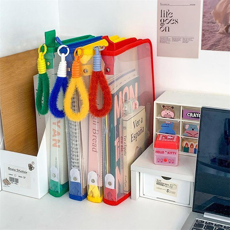

Organizer A4 Folder Large Capacity File Test Paper Storage Bag With Zipper Handle Transparent File Bag Document Package Handbag