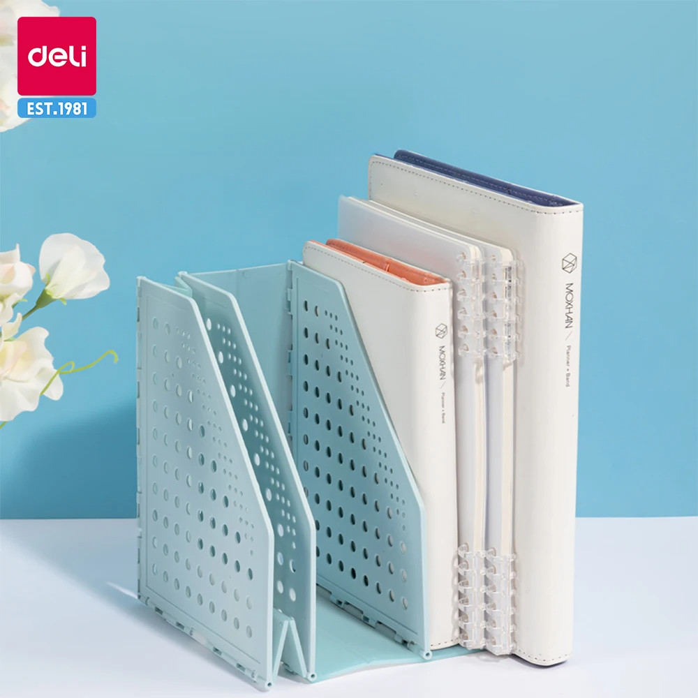 

Deli 3/4 Grids Retractable File Holder Desktop Bookends Desk Organizer Magazine File Organizer Creative DIY Book Organizer