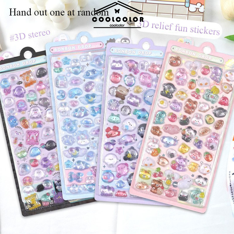 

COD❤️Anak-anak Stiker Lucu Kartun Stiker Bantuan 3D Stiker Kristal Transparan Tahan Air-Cl