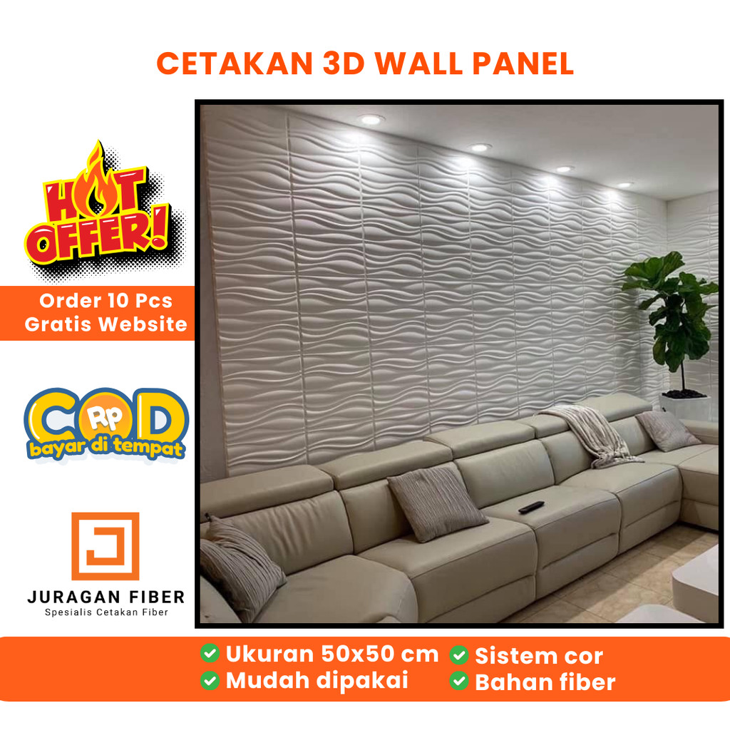 Cetakan 3D wall panel motif gelombang / moulding wall panel / moulding fiber cetakan dinding