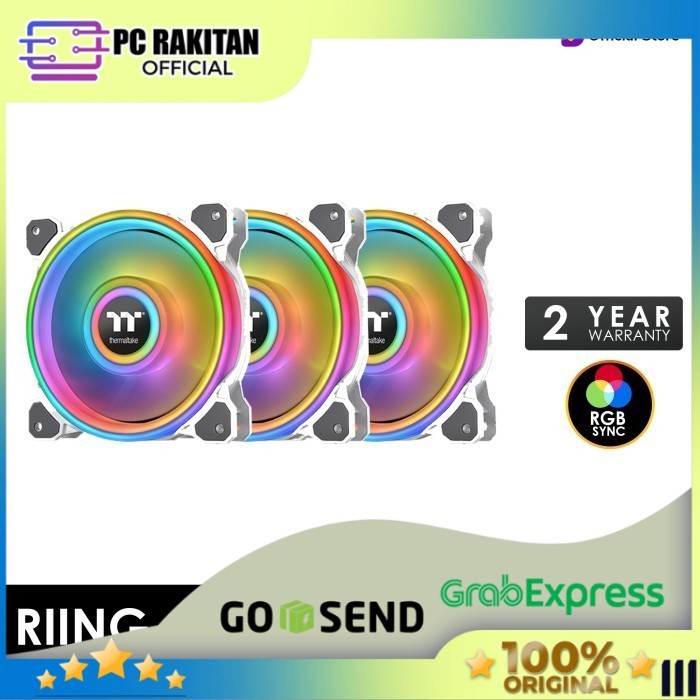 THERMALTAKE CASE FAN RIING QUAD 12 RGB (3X FANS + CON + 500-2000RPM) WHITE