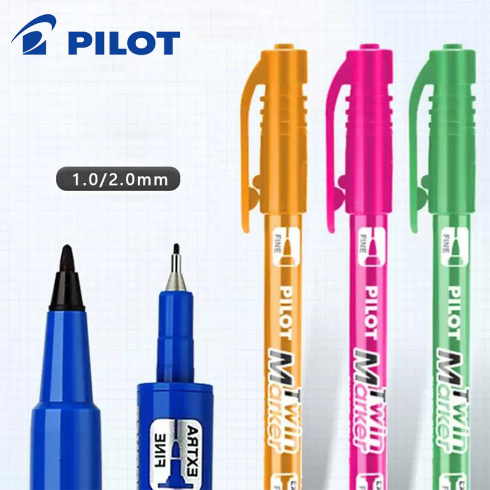 

1pcs Japan PILOT Small Double Headed Marking Pen SCA-TM Oil Hook Pen Fast Drying Non Fading Signature Office Stationery