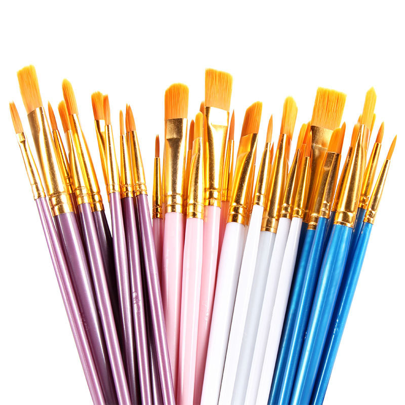

10Pcs Nylon Hair Wood Handle Watercolor Paint Brush Pen Set Learning Diy Oil Acrylic Painting Art Paint Brushes Supplies HB-043