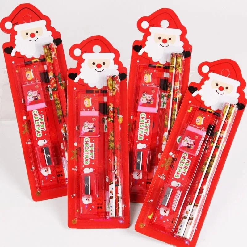 

5 Piece Cartoon Christmas Stationery Set Children Writing Tools Girl Gift Office School Art Supplies Drawing Pencils
