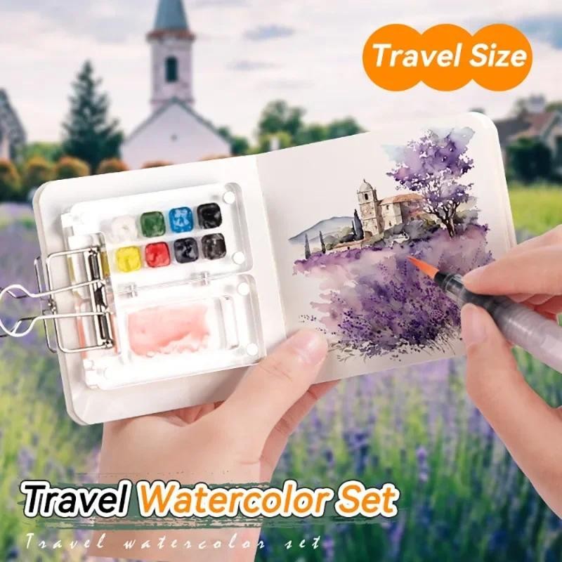 

Acrylic Mini Watercolor Set Travel Portable 8/15 Grid Paint Box Pigments Watercolor Book For Artist Student Art Drawing Supplies