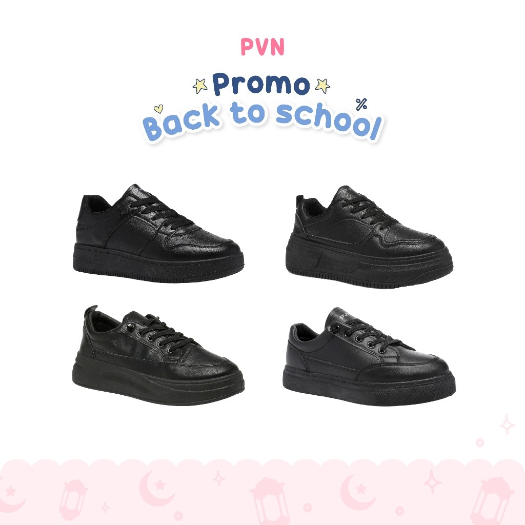 [BARANG BARU] PVN Heejin Sepatu Sekolah Hitam Sneakers Wanita Sport Shoes Black 332