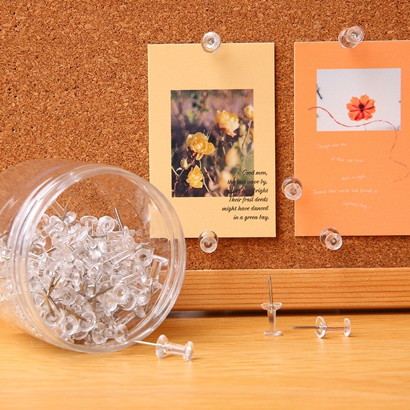 

200 Pcs Cute Transparent Pushpins Map Board/Poster Board/Photo