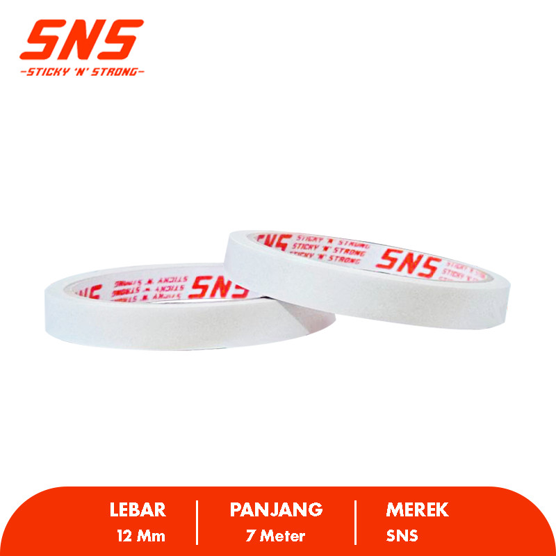 

DT12x7 DOUBLE TAPE 12mm x 7 Meter 1/2 Inch Doubel Tep 12 mm SNS Sticky N Strong