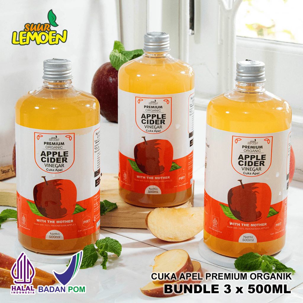 

Suur Lemoen - Cuka Apel Bundle 3 x 500ml - Diet Detox Alami - Apple Cider Vinegar Premium Organic
