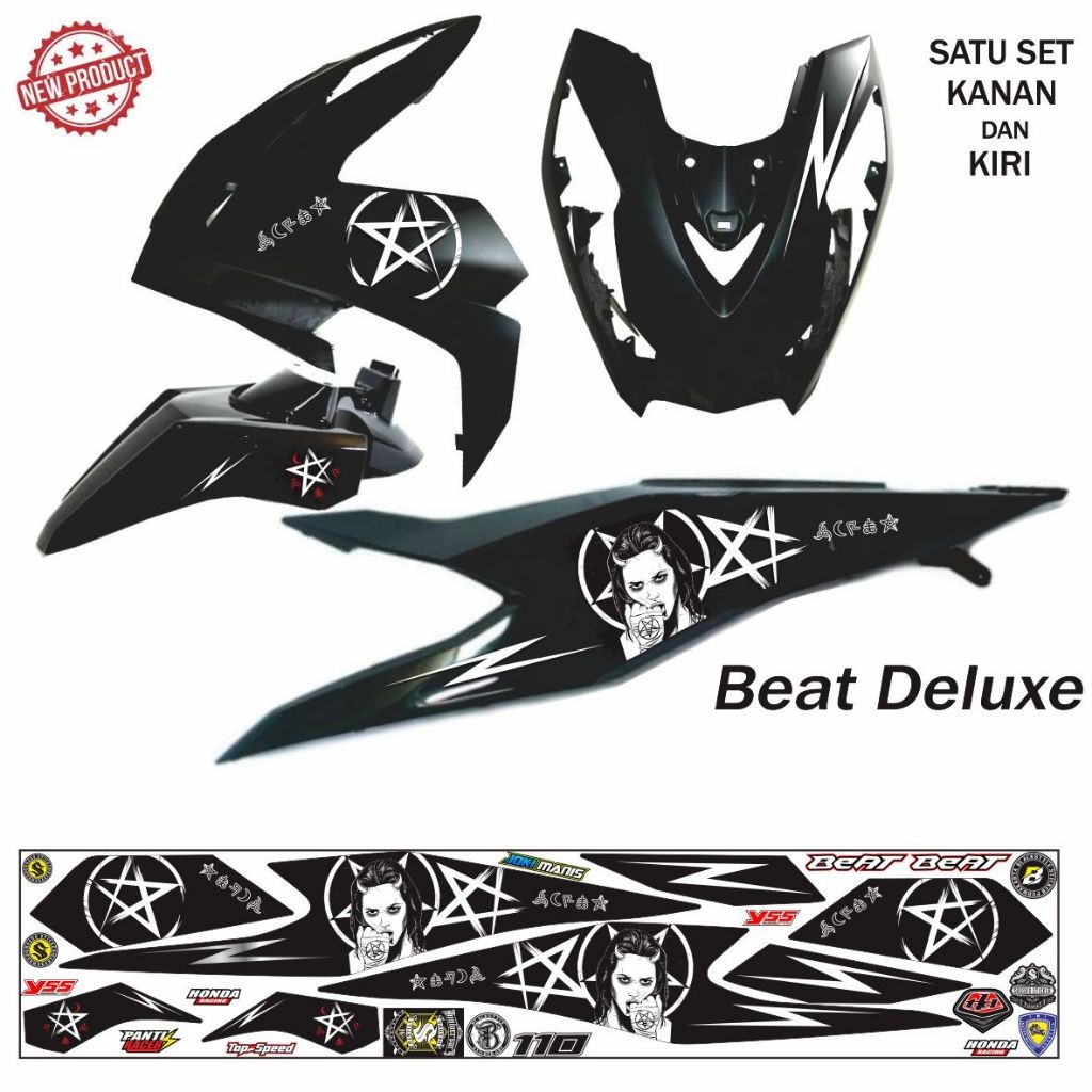 STIKER MOTOR / STRIPING STIKER Beat Deluxe Set Kanan dan Kiri