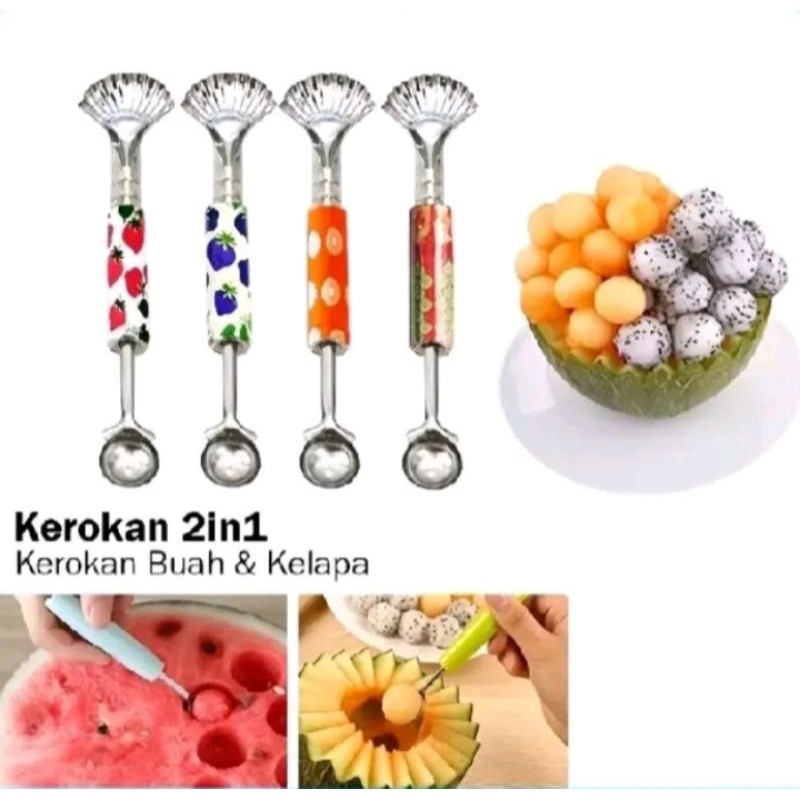 (1 Pcs) Alat Kerokan Kelapa Kerokan Kelapa Muda Kerokan Blewah Kerokan Cetakan Buah Koktail