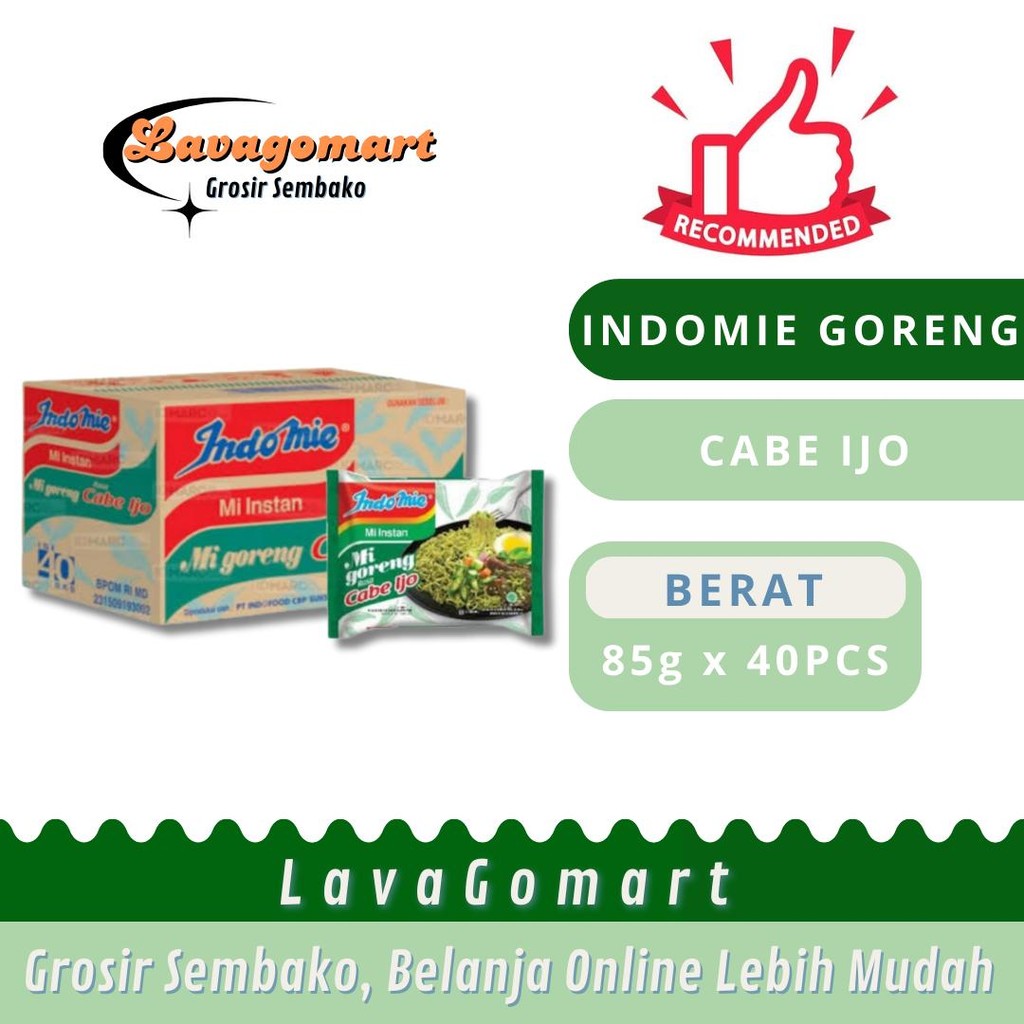 

INDOMIE GORENG CABE IJO 85g - 1 DUS - LAVAGOMART - BANDUNG