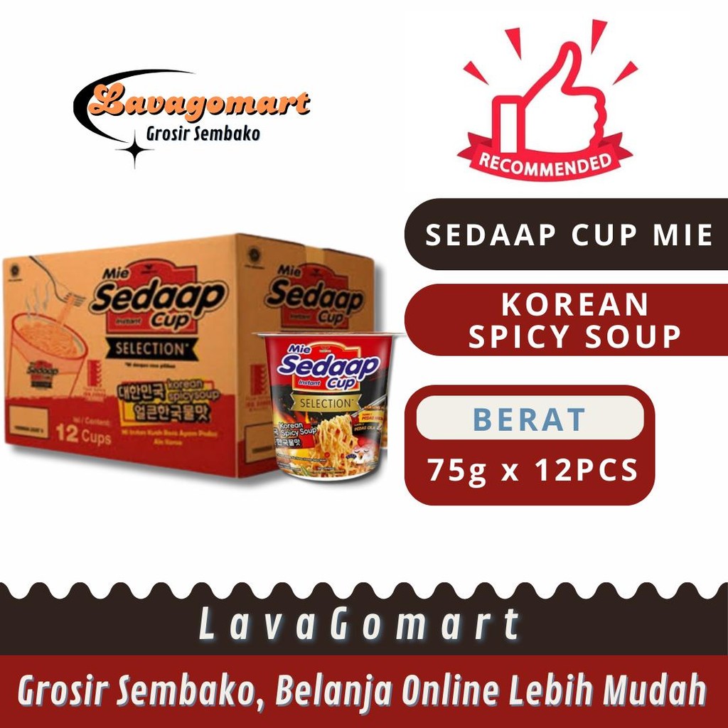 

SEDAAP CUP MIE INSTAN KOREAN SPICY SOUP 75g - 1 DUS - LAVAGOMART - BANDUNG